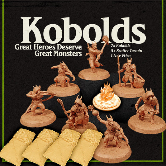DnD Monster Starter Set - 7 Minis + Terrain Pack - RPG Miniatures Dungeons and Dragons - Pathfinder