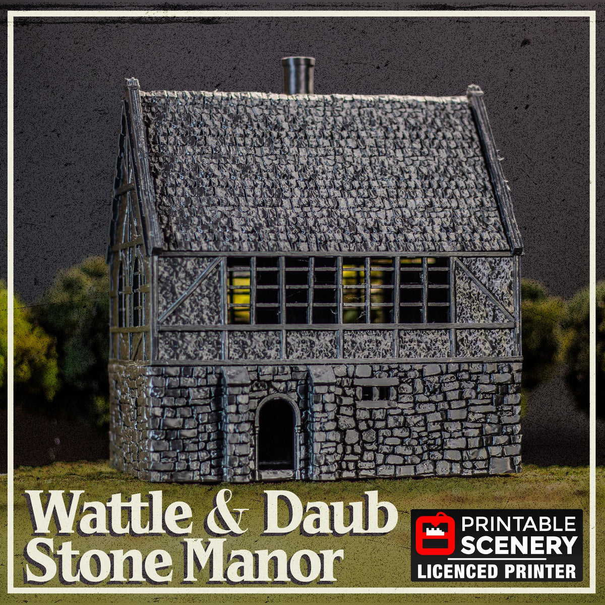 Wattle and Daub Stone Manor 28mm Terrain Bolt Action WWII Village D&D Tavern Building