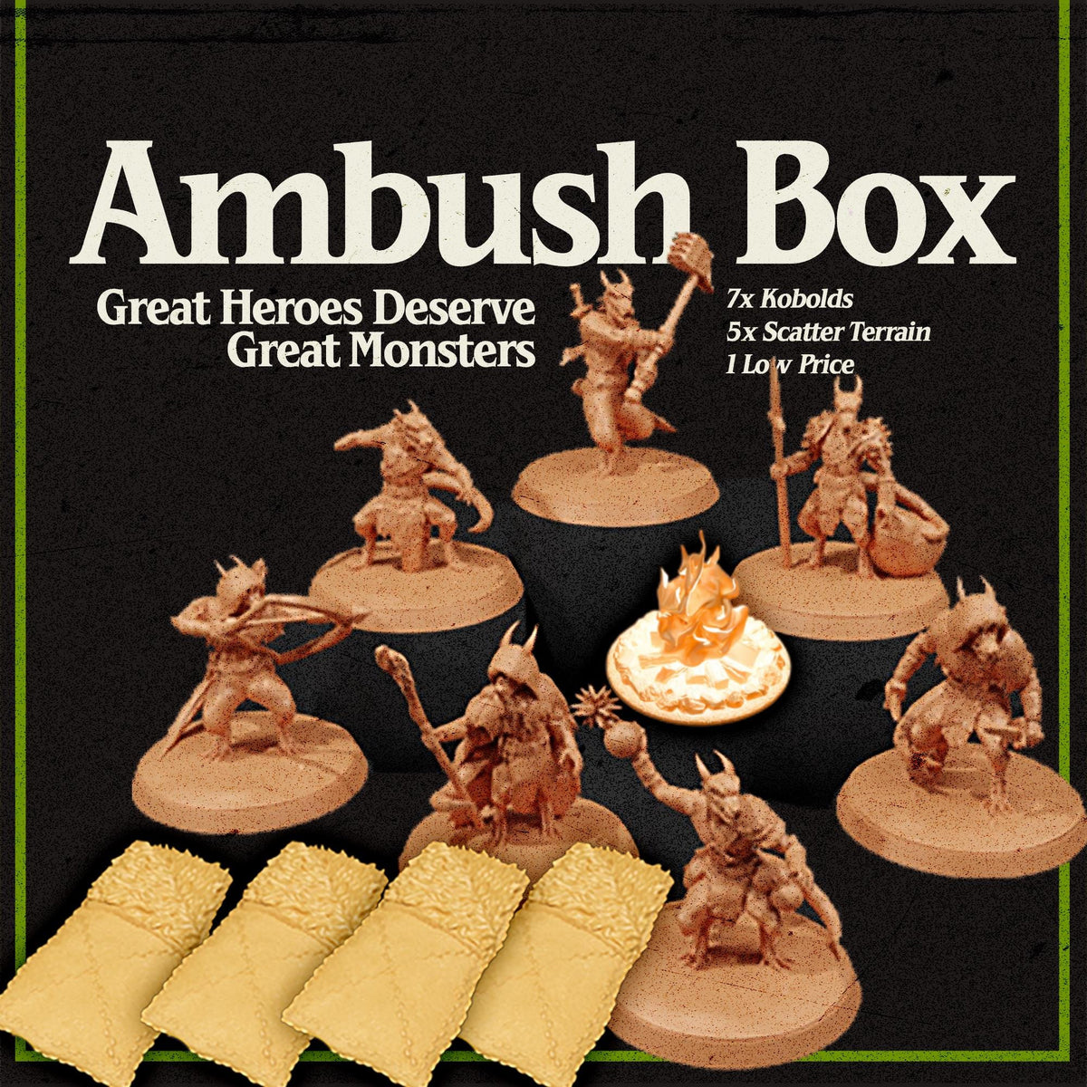 DnD Monster Starter Set - 7 Minis + Terrain Pack - RPG Miniatures Dungeons and Dragons - Pathfinder