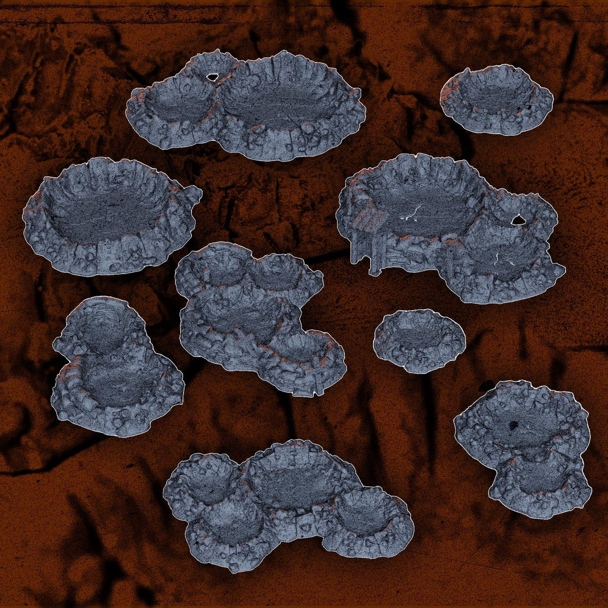 Artillery Craters Scatter Terrain 32mm Grimdark Trench Warfare Armageddon