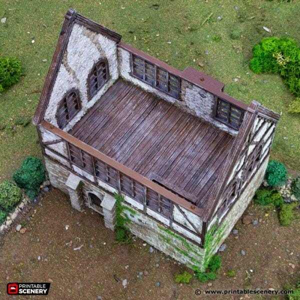 Wattle and Daub Stone Manor 28mm Terrain Bolt Action WWII Village D&D Tavern Building