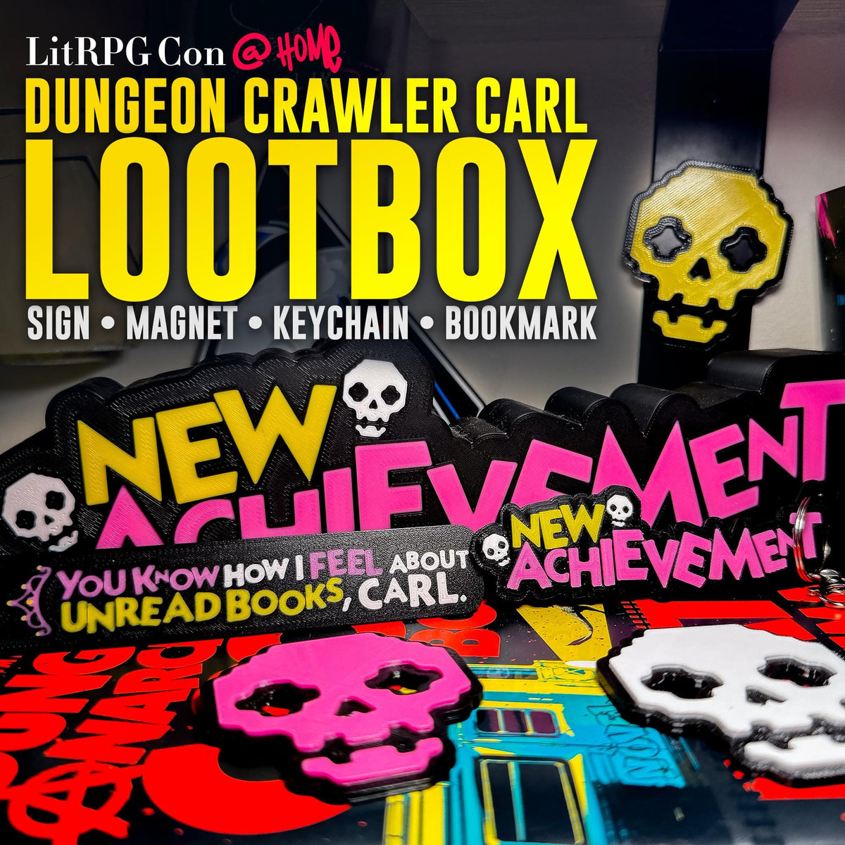 Dungeon Crawler Carl Lootbox — 3D Sign – Bookmark - Keychain - Magnet