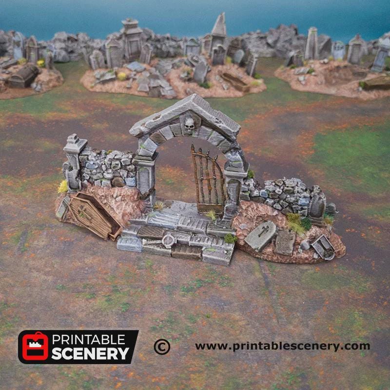 Hallowed Graveyard Walls & Gate Set