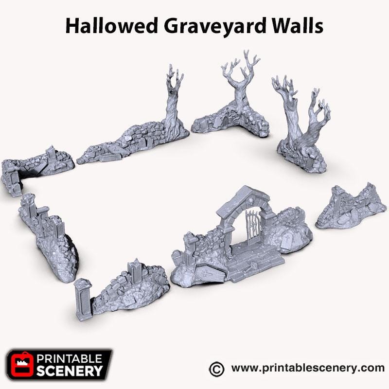 Hallowed Graveyard Walls & Gate Set