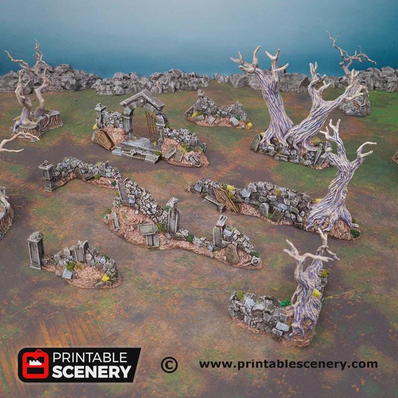 Hallowed Graveyard Walls & Gate Set